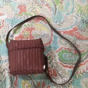 Fibra Design RECYCLED Plastic Handbag Adjust Shoulder Strap Purse Brown Woven